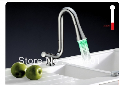 Wholesale And Retail Promotion LED Color Changing Deck Mounted Chrome Brass Kitchen Faucet Single Lever Mixer