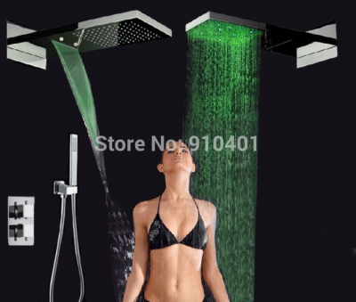 Wholesale And Retail Promotion LED Color Changing Thermostatic Waterfall Rain Shower Head Valve Mixer Hand Unit