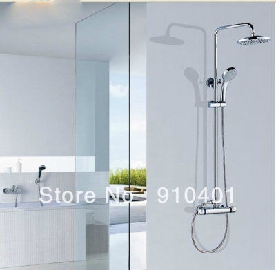 Wholesale And Retail Promotion Luxury 8" Rain Thermostatic Shower Faucet Set Shower Mixer Tap Dual Handle Mixer [Chrome Shower-2292|]