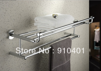 Wholesale And Retail Promotion Luxury Chrome Brass Clothes Towel Racks Holder Bathroom Shelf With Towel Bars [Towel bar ring shelf-5011|]