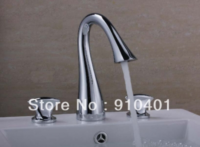 Wholesale And Retail Promotion Luxury Chrome Finish Bathroom Basin Faucet Deck Mounted Brass Dual Handle Mixer