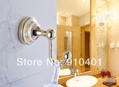 Wholesale And Retail Promotion Luxury Golden Ceramic Flower Carved Bathroom Towel Hook Coat Hat Hangers Hook