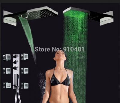 Wholesale And Retail Promotion Luxury LED Color Changing Waterfall Rain Shower Faucet Massage Jets Hand Shower