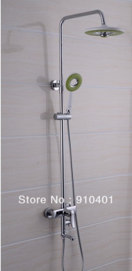 Wholesale And Retail Promotion Luxury Wall Mounted 8" Round Ring Shower Faucet Set Bathtub Mixer Tap Chrome Finish [Chrome Shower-1861|]
