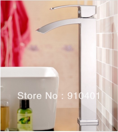 Wholesale And Retail Promotion Modern Chrome Brass Waterfall Bathroom Faucet Single Handle Sink Mixer Tap Tall [Chrome Faucet-1181|]
