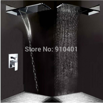 Wholesale And Retail Promotion Modern Large Wall Mounted Waterfall Rainfall Shower Faucet Single Handle Valve