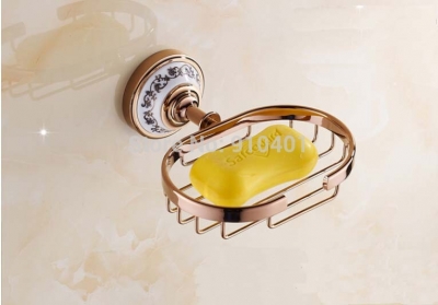 Wholesale And Retail Promotion Modern Rose Golden Ceramic Carved Art Solid Brass Bathroom Soap Dishes Holder [Soap Dispenser Soap Dish-4277|]