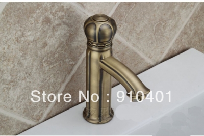 Wholesale And Retail Promotion NEW Antique Brass Deck Mounted Bathroom Basin Faucet Single Lever Sink Mixer Tap