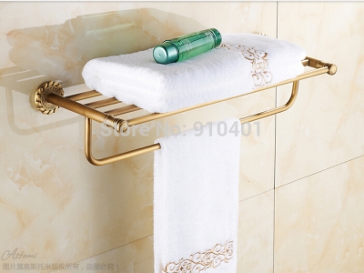 Wholesale And Retail Promotion NEW Bathroom Antique Brass Wall Mounted Towel Rack Shelf With Towel Bar Holder [Towel bar ring shelf-5105|]