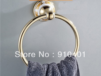 Wholesale And Retail Promotion NEW Bathroom Polished Golden Wall Mounted Towel Ring Ceramic Base Towel Holder