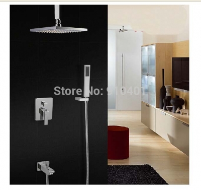 Wholesale And Retail Promotion NEW Celling Mounted 8" Rain Square Shower Faucet With Hand Shower Tub Mixer Tap [Chrome Shower-2453|]