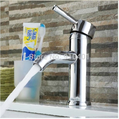 Wholesale And Retail Promotion NEW Deck Mounted Chrome Brass Bathroom Basin Faucet Single Handle Hole Mixer Tap