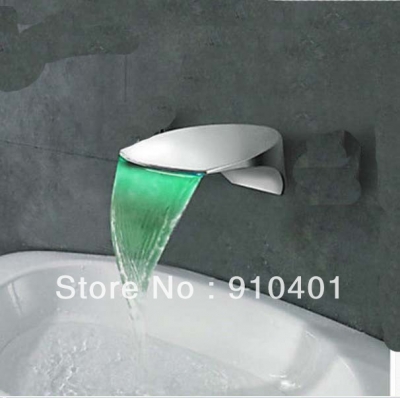 Wholesale And Retail Promotion NEW LED Color Changing Wall Mounted Waterfall Bathroom Faucet Spout Chrome Spout