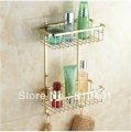 Wholesale And Retail Promotion NEW Luxury Golden Wall Mounted Bathroom Shower Caddy Cosmetic Shelf Basket Shelf