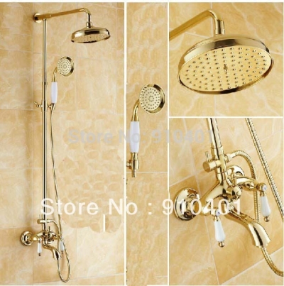Wholesale And Retail Promotion NEW Luxury Home Hotel Golden Shower Faucet Set Bathtub Mixer Tap Shower Column [Golden Shower-2912|]