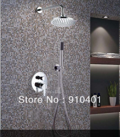 Wholesale And Retail Promotion NEW Wall Mounted 8" Rainfall Round Shower Faucet Set With Hand Shower Mixer Tap