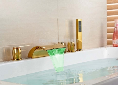 Wholesale And Retail Promotion Roman Style LED Color Chaning Waterfall Bathroom Tub Mixer Tap With Hand Shower
