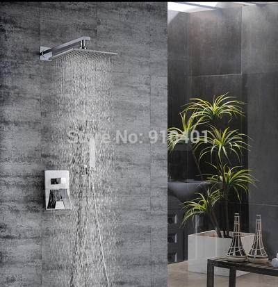 Wholesale And Retail Promotion Wall Mounted 8" Brass Rain Shower Faucet Single Handle Valve With Hand Shower