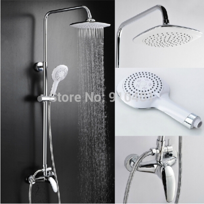 Wholesale And Retail Promotion Wall Mounted Chrome Rain Shower Faucet Single Handle With Hand Shower Mixer Tap [Chrome Shower-2455|]