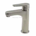 Wholesale and retail Promotion Deck Mounted Brushed Nickel Bathroom Basin Faucet Single Handle Sink Mixer Tap
