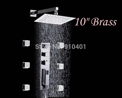 wholesale and retail Promotion Wall Mounted 10" Rain Shower Faucet Thermostatic Valve Mixer Tap W/ Massage Jets [Chrome Shower-2460|]