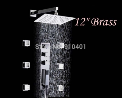 wholesale and retail Promotion Wall Mounted 12" Rain Shower Faucet Thermostatic Valve Mixer Tap W/ Hand Shower [Chrome Shower-2463|]
