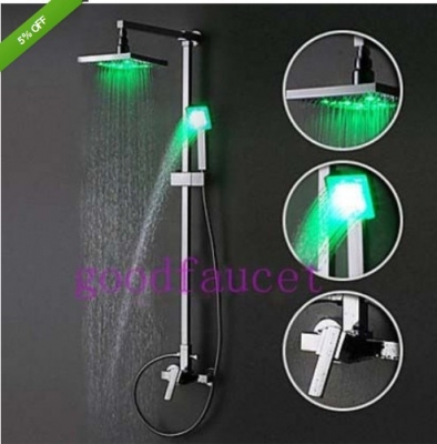 wholesale and retail promotion NEW Led Bathroom Rain Shower Faucet Set 12" Square Shower Head With Hand Shower