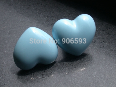 24pcs lot free shipping Porcelain Ocean blue love heart cartoon cabinet knob\porcelain handle\drawer knob