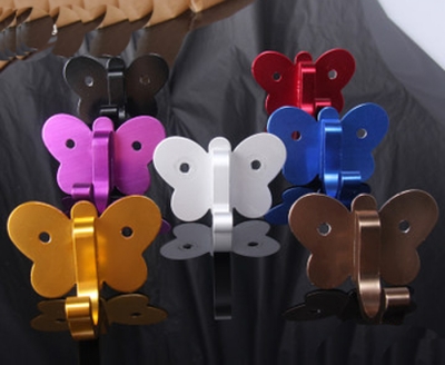 7 Colors Butterfly Styles Clothes Hook Space Aluminum Bath Towel Hook single hook clothes hanging hook [ClothesHooks-108|]