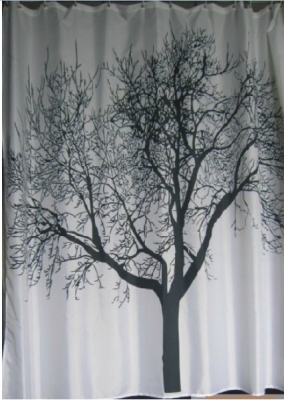 Free Sgipping Wholesale And Retail Promotion Euro Black Tree Landscape Shower Curtain Waterproof Mouldproof Curtain W/ Hooks