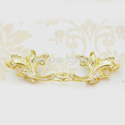 Free Shipping 76mm Vintage Antique European Style Golden Color Palace Wardrobe Pull Knobs Kitchen Cabinet Dresser Drawer Handle