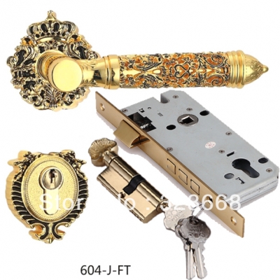 Hollow out European style wooden door lock high quality classic zinc alloy handle lockset Golded fashion fission locks [Fission lock-609|]