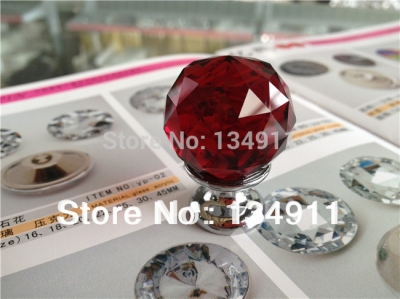 Hot Sale 10pcs K9 Red Crystal Knobs Cabinet Handles Chest of Drawer Pull Furniture Handles with Crystals