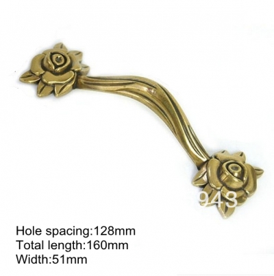 Hot wholsale 128mm Cabinet Handles Bronze Rose Pattern Antique Closet Cupboard Wardrobe European Style Pulls Knobs A1164-128