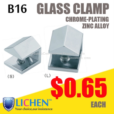LICHEN(2pieces/lot)B16-L&B16-S Glass clamps Chrome-plating Zinc alloy glass fitting clips support Bathroom glass accessory [Glass clamp(Glasssupports)-182|]