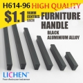 LICHEN 96m centres Black oxidation Aluminium alloy Furniture handle H614-96 Cabinet Drawer handle