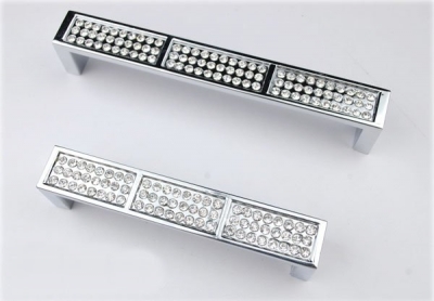 Modern K9 Crystal Handles Kitchen Cabinet Knobs Drawer Pulls (C.C.:96mm,Length:106mm) [K9CrystalCabinetHandleAndKnobs-294|]