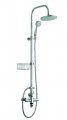 NEW Luxury Thermostatic Shower Faucet Set Rainfall Round Shower Head W/Hand Sprayer W/Soap Basket Chrome