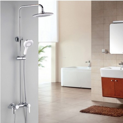 NEW Wall Mounted Bathroom Chrome Finished rotatable Shower Set ABS showerhead with ABS Hand Shower adust height