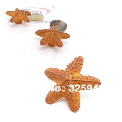 Orange Starfish Kids Drawer Pull Knobs Cabinet Handles Children Door Knob Bedroom Lovely