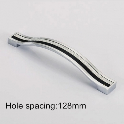 Shiny Cabinet Handle Cupboard Drawer Pull Bedroom Handle Modern Furniture Pulls Bar Black 128mm Hole spacing [CabinetHandle-82|]