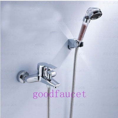 Wall Mounted Bathroom Anion Water Pressure Boosting SPA Bath Tub Faucet Tap w/ Hand Shower [Chrome Shower-2513|]