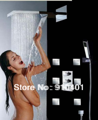Wholesale And Retail Promotion Luxury Thermostatic Wall Mounted Rainfall Waterfall Shower Head With Hand Shower [Chrome Shower-1941|]