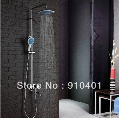 Wholesale And Retail Promotion NEW Chrome Luxury 8" Rain Bule Shower Faucet Set Bathtub Shower Column Mixer Tap
