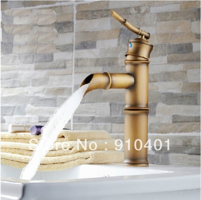 Wholesale And Retail Promotion Antique Brass Deck Mounted Bathroom Bamboo Basin Faucet Single Handle Mixer Tap