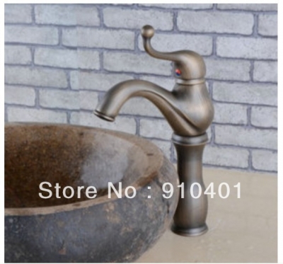Wholesale And Retail Promotion Antique Brass Deck Mounted Bathroom Basin Faucet Single Handle Sink Mixer Tap