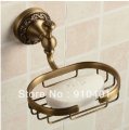 Wholesale And Retail Promotion Antique Bronze Flower Carved Art Solid Brass Bathroom Soap Dishes Basket Holder