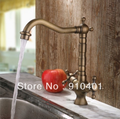 Wholesale And Retail Promotion Antique Bronze Kitchen Bar Sink Faucet Vessel Mixer Tap Two Handles Swivel Spout