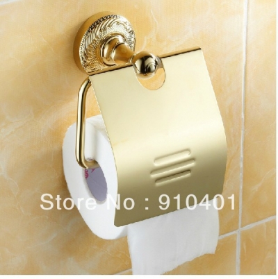 Wholesale And Retail Promotion Bathr Golden Brass Wall Mounted Toilet Paper Holder Tissue Roll Holder W/ Cover [Toilet paper holder-4656|]
