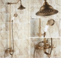 Wholesale And Retail Promotion Bathroom Luxury Antique Brass Shower Faucet Tub Mixer Tap Shower Set Dual Handle